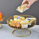 NNEDSZ Elegant Iron Art Glass Serving Tray（White Glass) – Round Design with Gold Finish