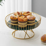 NNEDSZ Elegant Iron Art Glass Serving Tray（White Glass) – Round Design with Gold Finish