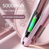 NNEDSZ White Wireless Rechargeable Hair Straightener with 5000mAh Battery - Portable Design & Adjustable Temperature