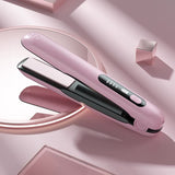 NNEDSZ Pink Wireless Rechargeable Hair Straightener with 5000mAh Battery - Portable Design & Adjustable Temperature