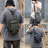 NNEDSZ Gray Compact Multi-Function Nylon Chest Bag - Stylish and Practical