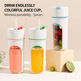 NNEDSZ Blue Portable USB Rechargeable Juicer Bottle - 2-in-1 Blender and Drink Cup, 480mL
