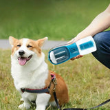 NNEDSZ Indigo 3-in-1 Portable Pet Water Bottle with Food Storage and Waste Bag Dispenser - 300mL Capacity
