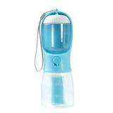 NNEDSZ Sky Blue 3-in-1 Portable Pet Water Bottle with Food Storage and Waste Bag Dispenser - 300mL Capacity