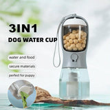 NNEDSZ Green 3-in-1 Portable Pet Water Bottle with Food Storage and Waste Bag Dispenser - 300mL Capacity