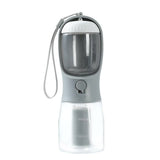 NNEDSZ Gray 3-in-1 Portable Pet Water Bottle with Food Storage and Waste Bag Dispenser - 300mL Capacity