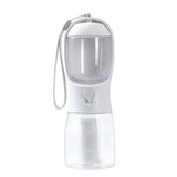 NNEDSZ White 3-in-1 Portable Pet Water Bottle with Food Storage and Waste Bag Dispenser - 300mL Capacity