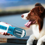 NNEDSZ White 3-in-1 Portable Pet Water Bottle with Food Storage and Waste Bag Dispenser - 300mL Capacity