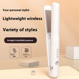 NNEDSZ White Portable Wireless Hair Straightener with Adjustable Temperature - USB Type-C Charging, Lightweight Design