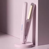 NNEDSZ Pink Portable Wireless Hair Straightener with Adjustable Temperature - USB Type-C Charging, Lightweight Design