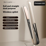 NNEDSZ Champagne Gold Wireless USB Charging Hair Straighteners Volume Straight Two-in-one