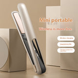 NNEDSZ Champagne Gold Wireless USB Charging Hair Straighteners Volume Straight Two-in-one