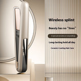 NNEDSZ Champagne Gold Wireless USB Charging Hair Straighteners Volume Straight Two-in-one