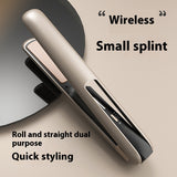 NNEDSZ Champagne Gold Wireless USB Charging Hair Straighteners Volume Straight Two-in-one