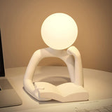 NNEDSZ White Creative Book Reader Desk Lamp - USB Powered, Modern Resin Design