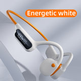 NNEDSZ White Waterproof Bone Conduction Bluetooth Headset - 32GB Memory, Lightweight & Durable for Sports