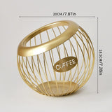NNEDSZ Gold Handcrafted Coffee Capsule Storage Basket - Vintage Iron Art Design