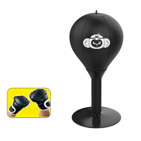 NNEDSZ Adjustable Desktop Punching Speed Ball - Durable PU Leather, Stable Base (Monkey pattern and Half Finger Boxing Gloves)