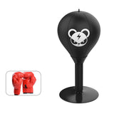 NNEDSZ Adjustable Desktop Punching Speed Ball - Durable PU Leather, Stable Base (Bear pattern and Kids Boxing Gloves)