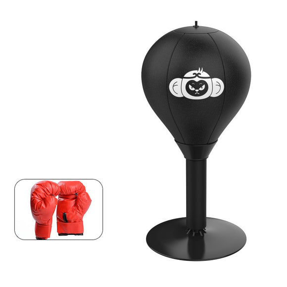 NNEDSZ Adjustable Desktop Punching Speed Ball - Durable PU Leather, Stable Base (Monkey pattern and  Kids Boxing Gloves)