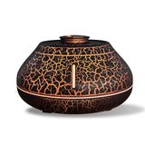 NNEDSZ Flame Mountain Aroma Diffuser - 7-Color LED Light, 130ml Capacity, Ultrasonic Mist Maker for Home or Office, Cracked Black