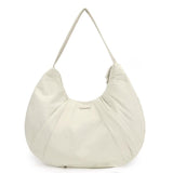NNEDSZ White Waterproof Nylon Lightweight Tote Shoulder Bag - Stylish and Spacious for Daily Commute and Outdoor Activities