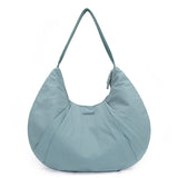 NNEDSZ Haze Blue Waterproof Nylon Lightweight Tote Shoulder Bag - Stylish and Spacious for Daily Commute and Outdoor Activities