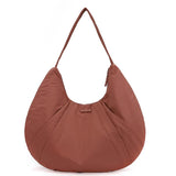 NNEDSZ Raspberry Red Waterproof Nylon Lightweight Tote Shoulder Bag - Stylish and Spacious for Daily Commute and Outdoor Activities