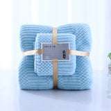 NNEDSZ (2 PCS Light Blue) Coral Fleece Towel and Bath Towel Set - Ultra Soft, Absorbent, and Lint-Free for Home and Spa