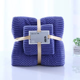 NNEDSZ (2 PCS Dark Blue) Coral Fleece Towel and Bath Towel Set - Ultra Soft, Absorbent, and Lint-Free for Home and Spa