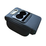NNEDSZ GT-6 No embroidery Black ,Multifunctional Car Armrest Storage Box Cushion - Universal Fit with Cup Holder and Tissue Dispenser