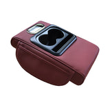 NNEDSZ GT-6 No embroidery Wine Red ,Multifunctional Car Armrest Storage Box Cushion - Universal Fit with Cup Holder and Tissue Dispenser