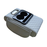 NNEDSZ GT-6 Embroidery Gray ,Multifunctional Car Armrest Storage Box Cushion - Universal Fit with Cup Holder and Tissue Dispenser