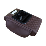 NNEDSZ GT-6 Embroidery Coffee ,Multifunctional Car Armrest Storage Box Cushion - Universal Fit with Cup Holder and Tissue Dispenser