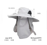 NNEDSZ Dark Gray Outdoor UV Protection Sun Hat with Detachable Face and Neck Flap - Wide Brim, Breathable, and Lightweight