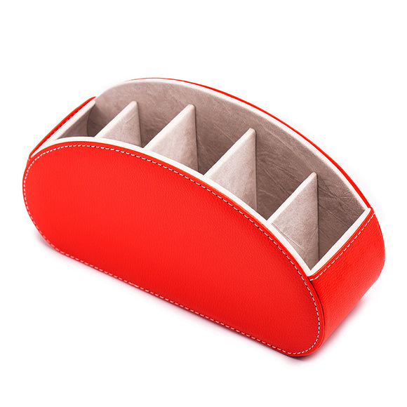 NNEDSZ Red Stylish Remote Control Storage Box - PU Leather Organizer with Compartments