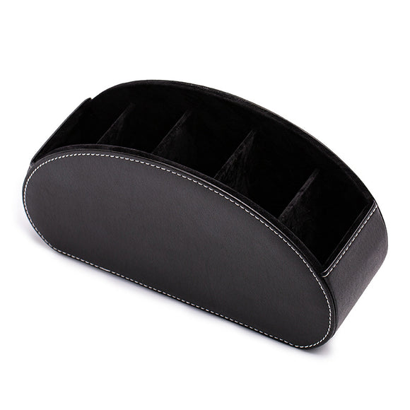 NNEDSZ Black Stylish Remote Control Storage Box - PU Leather Organizer with Compartments