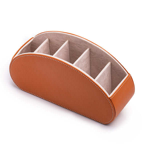 NNEDSZ Brown Stylish Remote Control Storage Box - PU Leather Organizer with Compartments