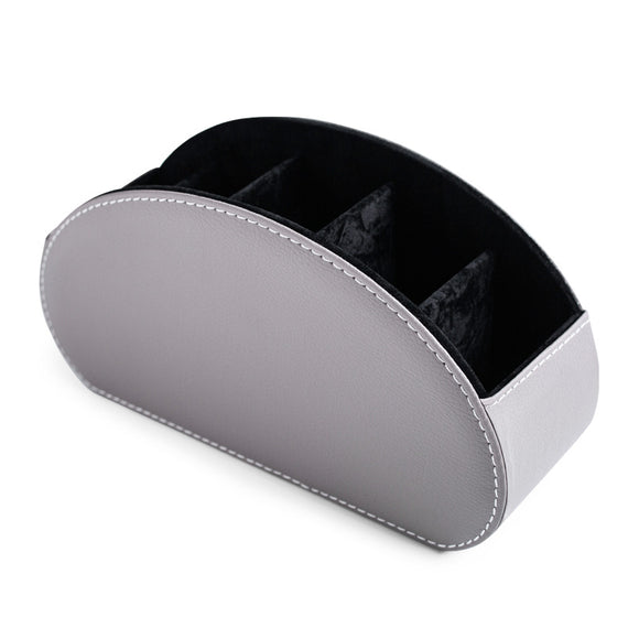 NNEDSZ Gray Stylish Remote Control Storage Box - PU Leather Organizer with Compartments