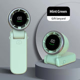 NNEDSZ Mint Green Portable USB Rechargeable Handheld Fan with Digital Display