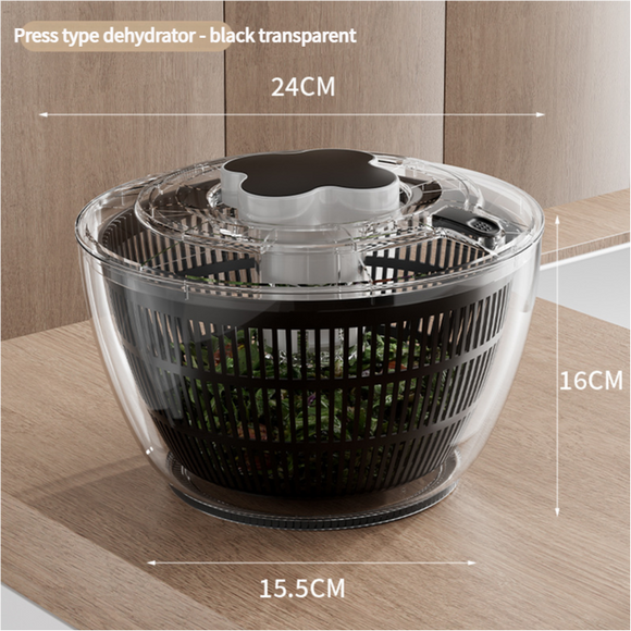 NNEDSZ Transparent Black Manual Salad Spinner with Pressurized System - Efficient & Quick Vegetables Drying, Multiple Color Options