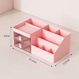 NNEDSZ Pink Drawer-Style Cosmetic Organizer - Multifunctional Jewelry Storage Box for Desk - Minimalist Desk Organizer for Students