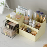 NNEDSZ Yellow Drawer-Style Cosmetic Organizer - Multifunctional Jewelry Storage Box for Desk - Minimalist Desk Organizer for Students