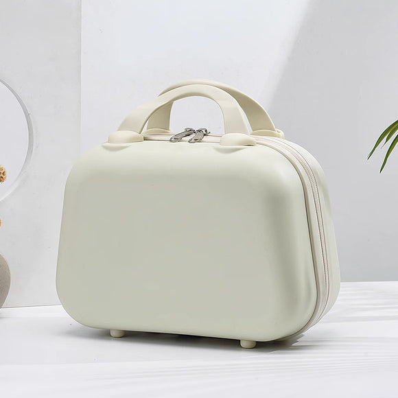 NNEDSZ White Handheld Makeup Organizer - Compact and Portable Cosmetic Storage Case with Multiple Color Options