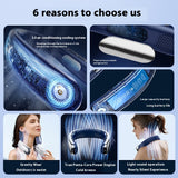 NNEDSZ Digital Display Neck Fan - Rechargeable Portable Wearable Fan with Adjustable Speed- Blue 2400mAh