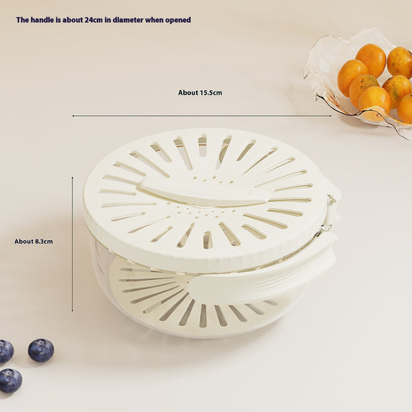 NNEDSZ 2PCS White Double-Layer Fruit and Vegetable Drain Basket - Multifunctional Collapsible Kitchen Strainer with Handle for Washing and Storage