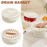 NNEDSZ 2PCS Brown Double-Layer Fruit and Vegetable Drain Basket - Multifunctional Collapsible Kitchen Strainer with Handle for Washing and Storage