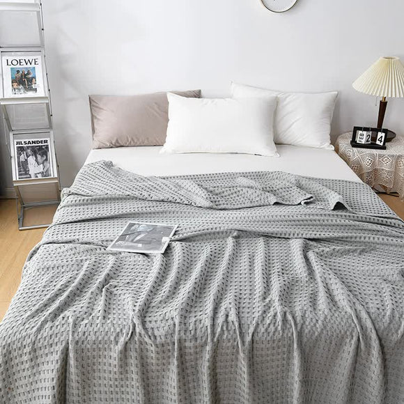 NNEDSZ Cotton Waffle Blanket - Air Conditioning Blanket/Throw/Summer Quilt, 200*230cm,Gray