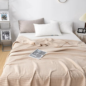 NNEDSZ Cotton Waffle Blanket - Air Conditioning Blanket/Throw/Summer Quilt, 200*230cm,Khaki