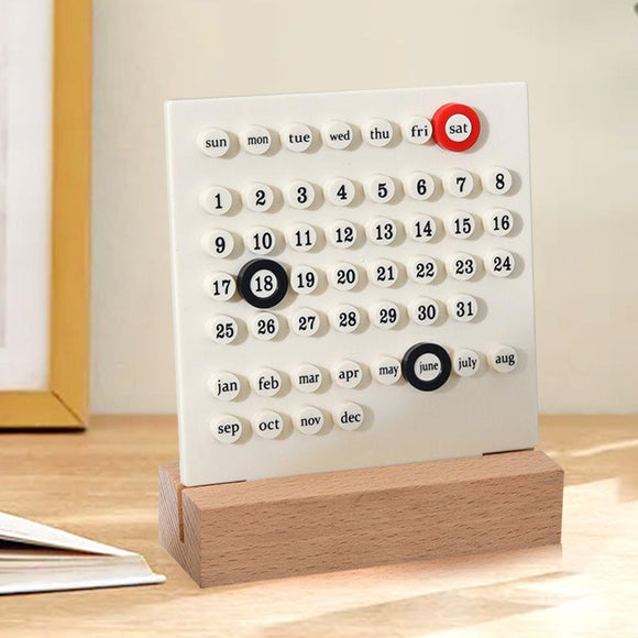 NNEDSZ White DIY Ring Perpetual Calendar - Creative Acrylic Desktop Calendar with Adjustable Rings